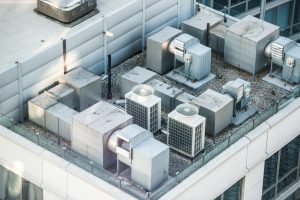 HVAC systems on top of a industrial roof