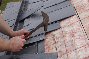 Slate tile roof installation