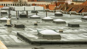 Water on a commercial building roof