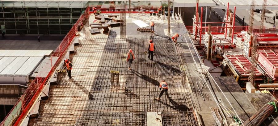 Commercial roof being built