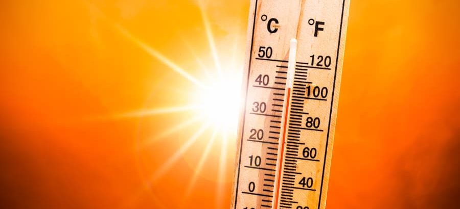 Hot Sun And Thermometer Indicate High Temperatures