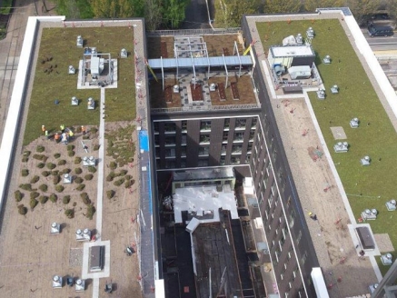 An aerial view of eco green roofs