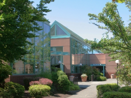 A police department building with a new roof