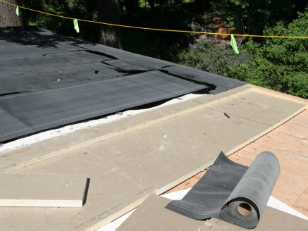 Close-up view of a modified built-up roof