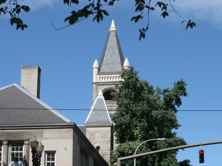 A church with a slate roof